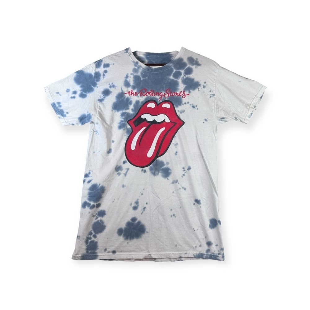 The Rolling Stones Graphic Band T-Shirt - Blue & White Tie-Dye Medium